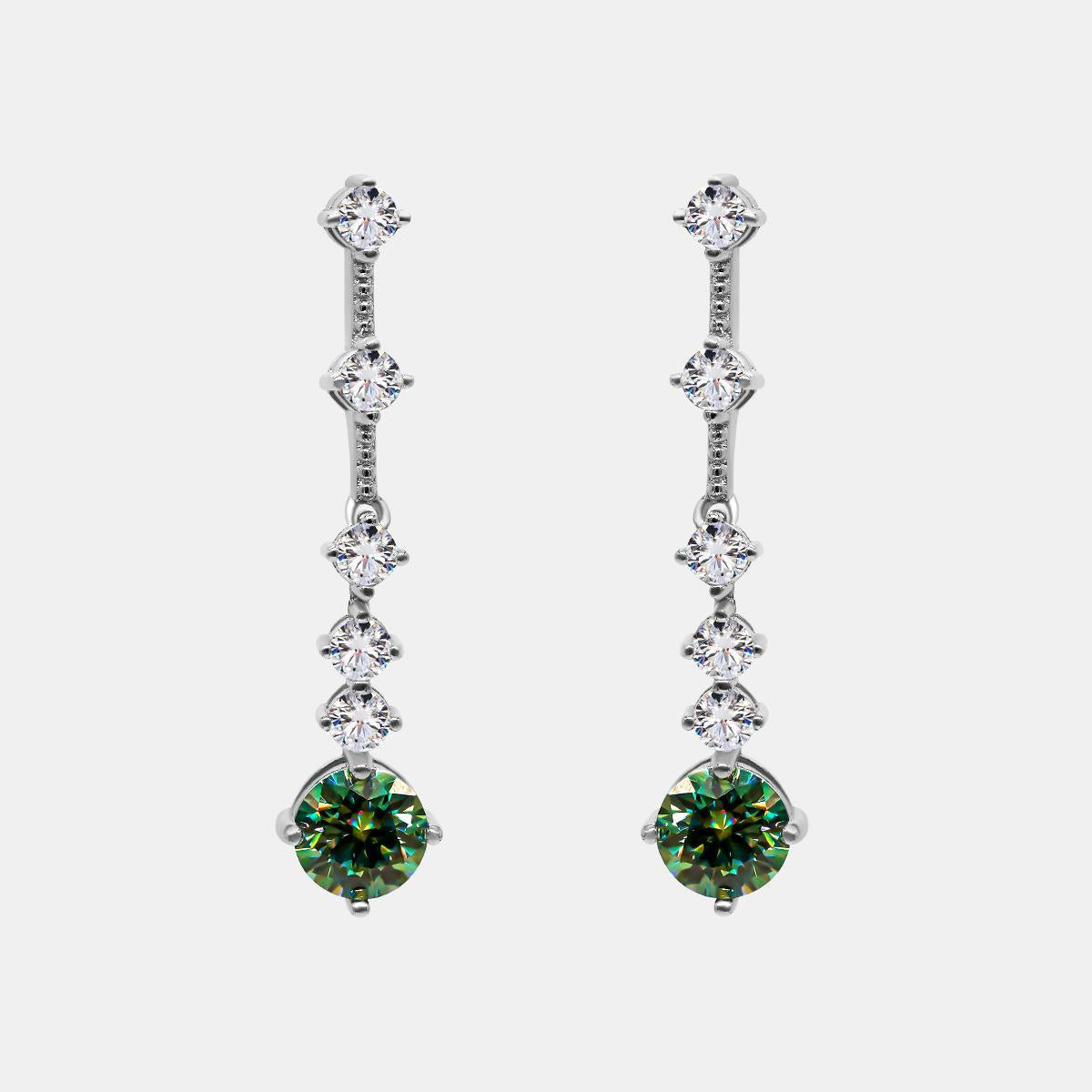 【435 】1.5 Carat Green Synthetic Moissanite Journey Earrings