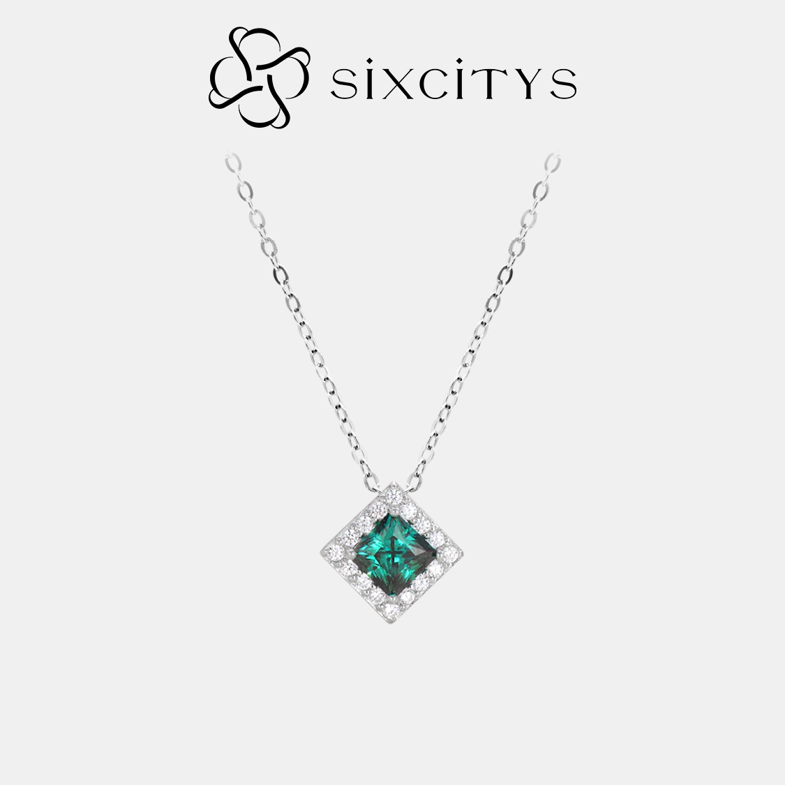 【285】15%OFF 1 Carat Princess Cut Coloured Synthetic Moissanite Necklace