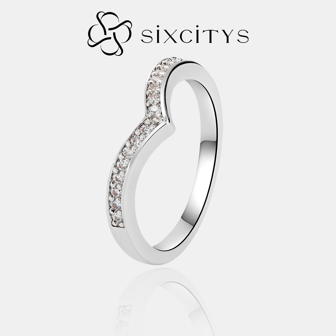 【60】“Stack Bands” Synthetic Moissanite V-band