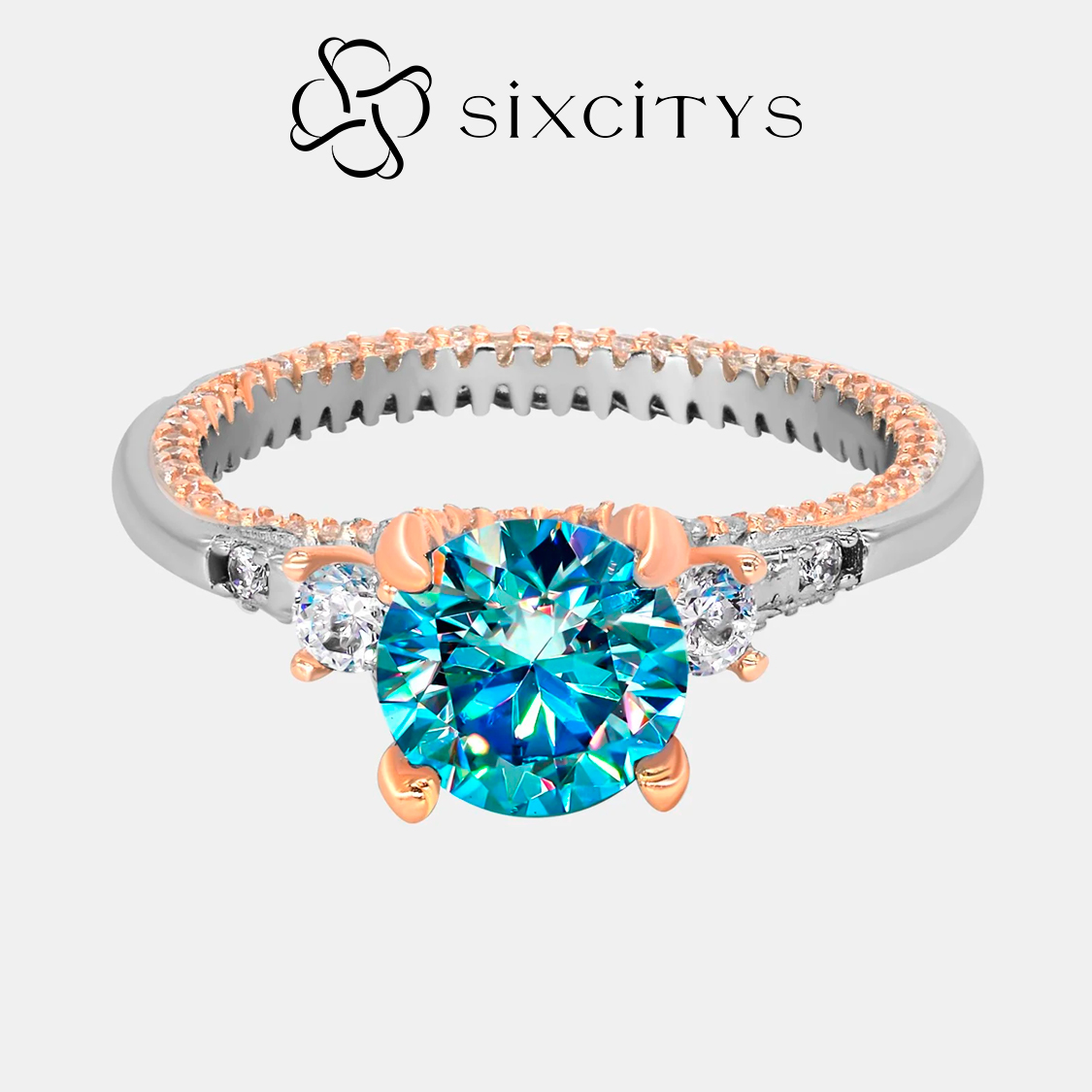 【276】15%OFF Blue Synthetic Moissanite Ring Birthday Anniversary Daily Engagement