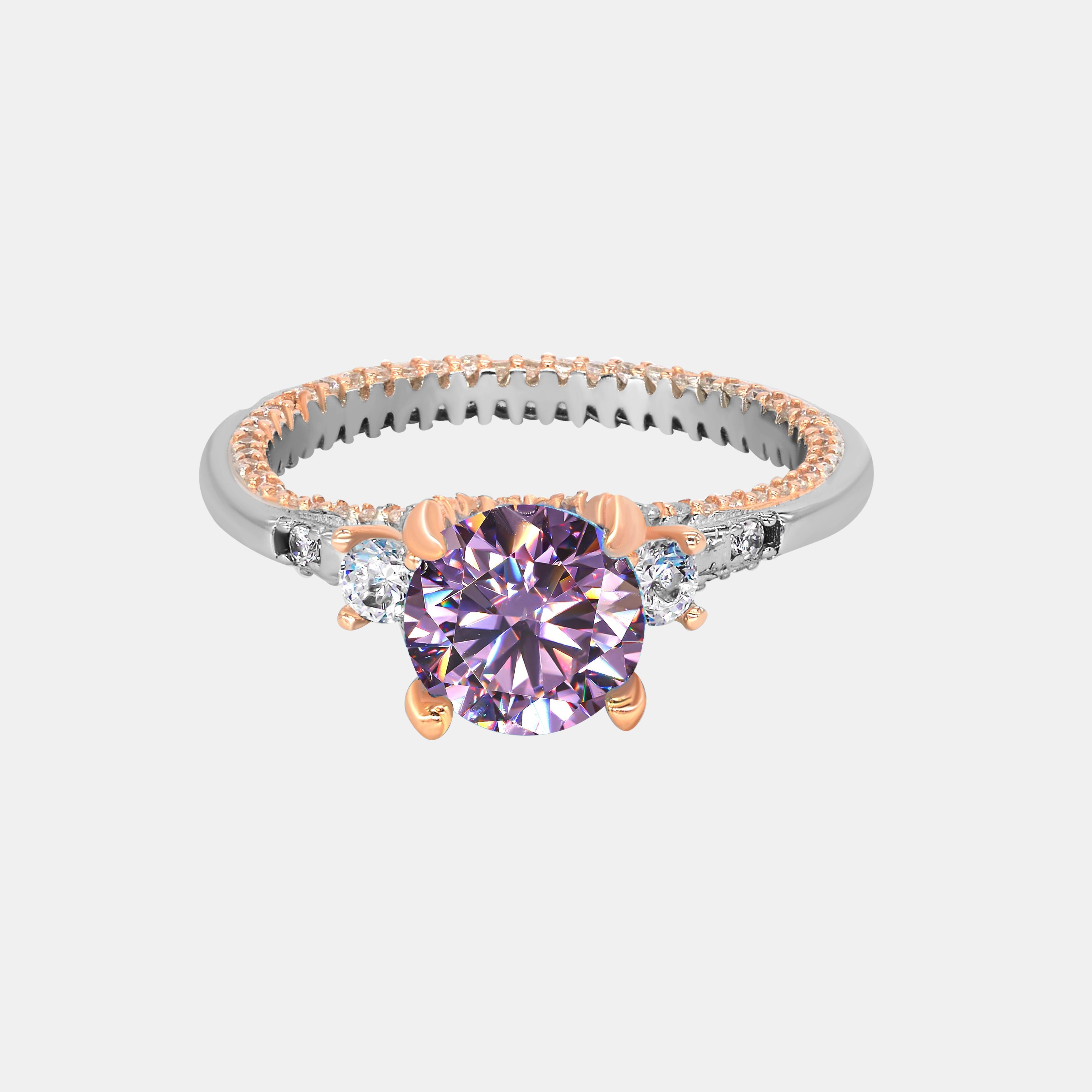 【295】Purple Synthetic Moissanite Luxurious Ring