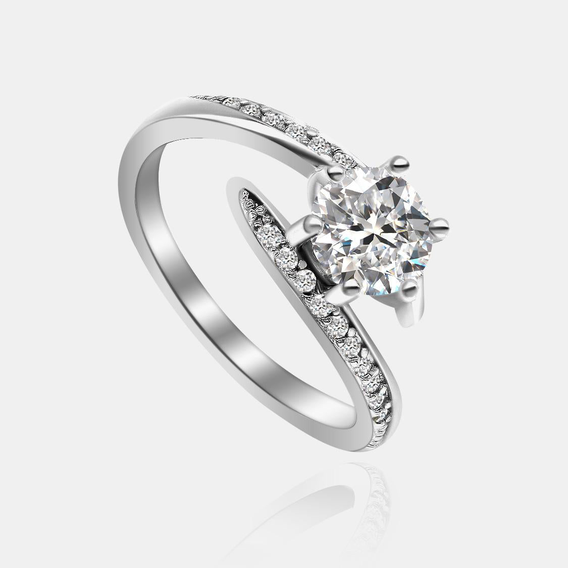 【846】Synthetic Moissanite Crescent Embrace Ring