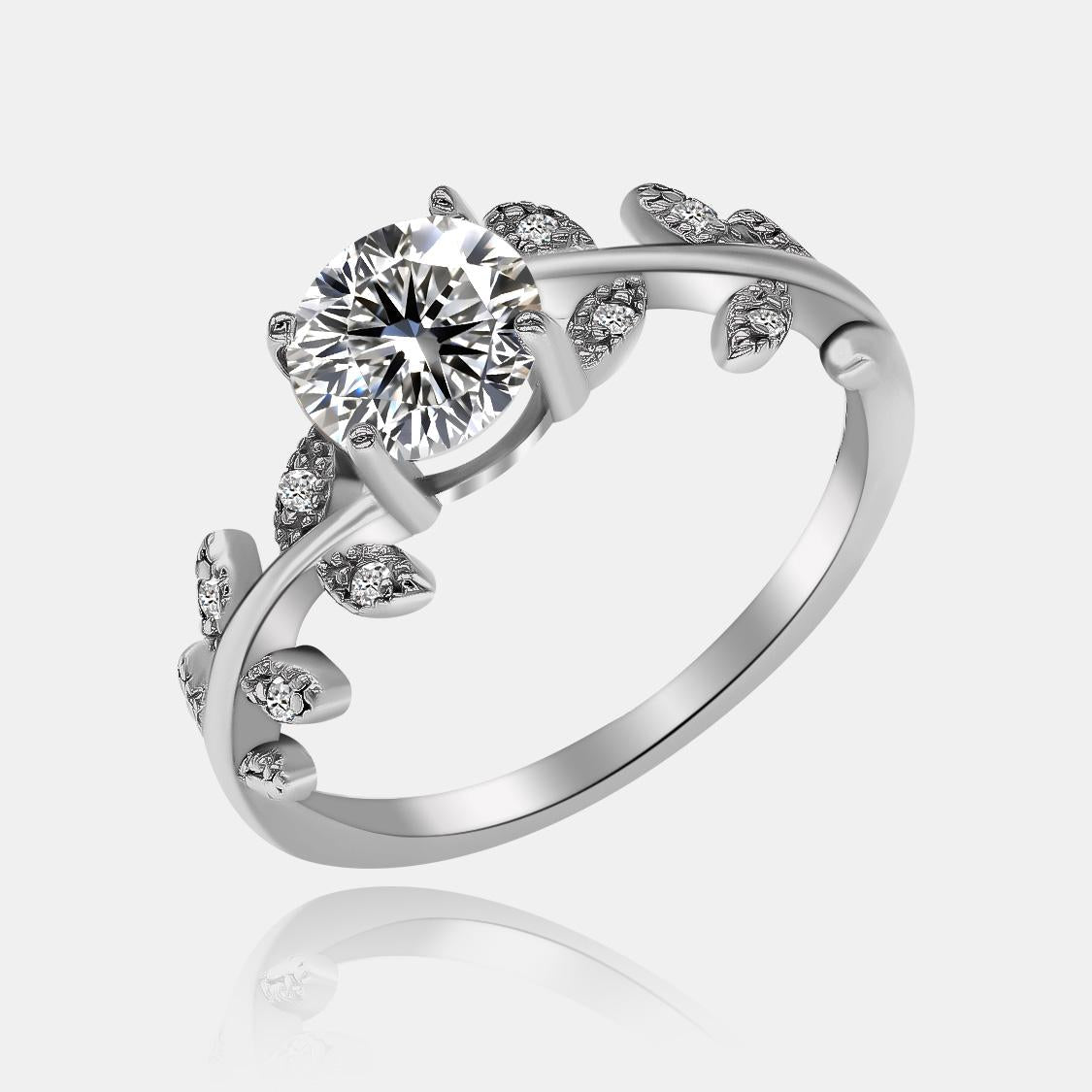 【863】Nature’s Aura Arranged Tree Synthetic Moissanite Ring