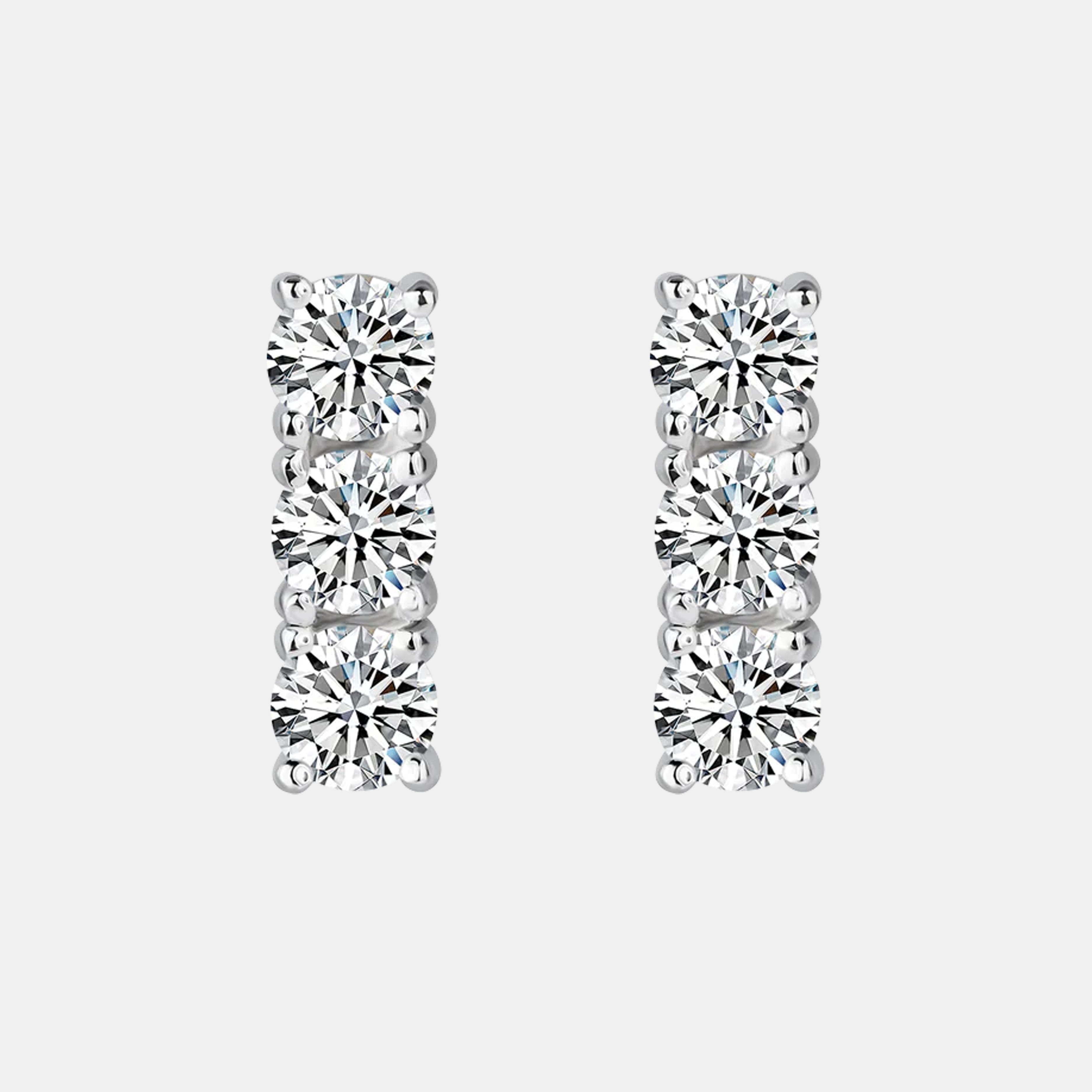 【#297】3-Stone Minimalist Moissanite Ear Studs in s925