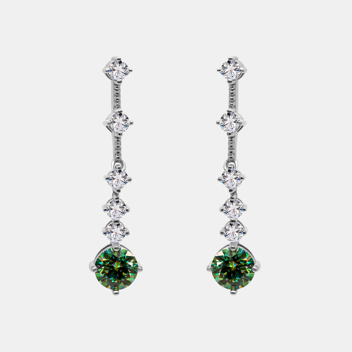 【435】"Springtime Symphony" 1.5 Carat Green Moissanite Journey Earrings