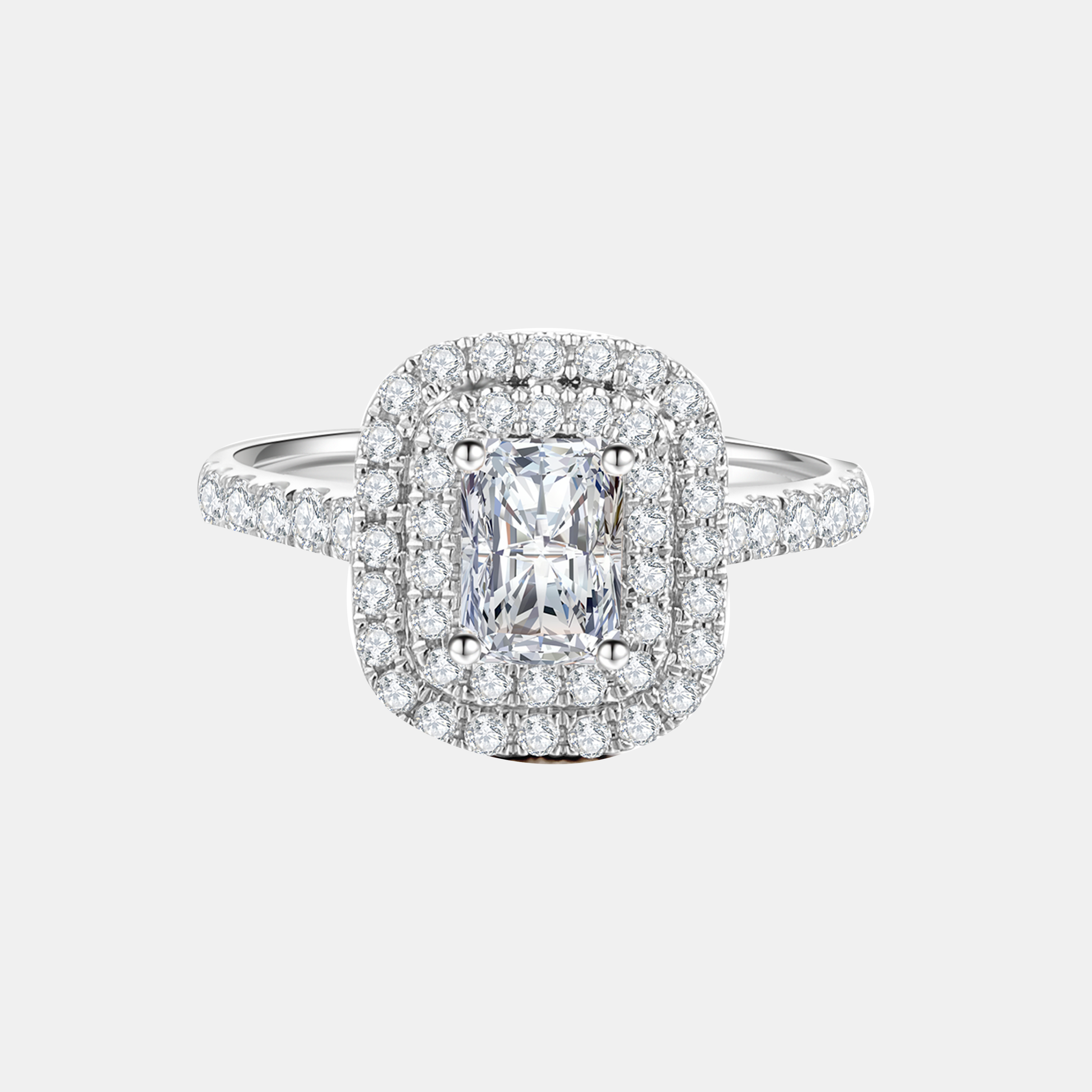 18K White Gold Halo Radiant Lab Diamond Ring