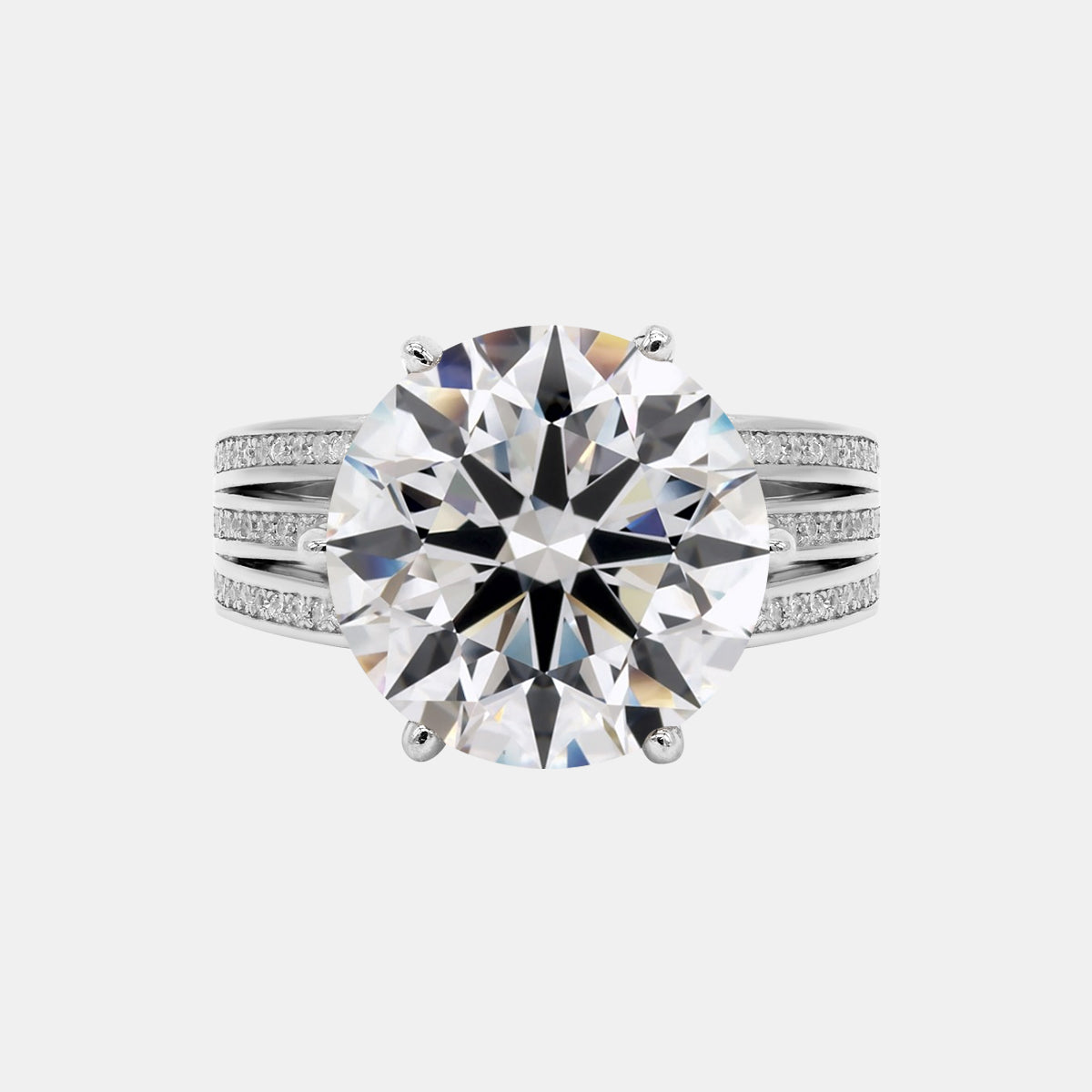 【406】"Deck the Hall" Split Shank Paved 10 Carat Moissanite Ring