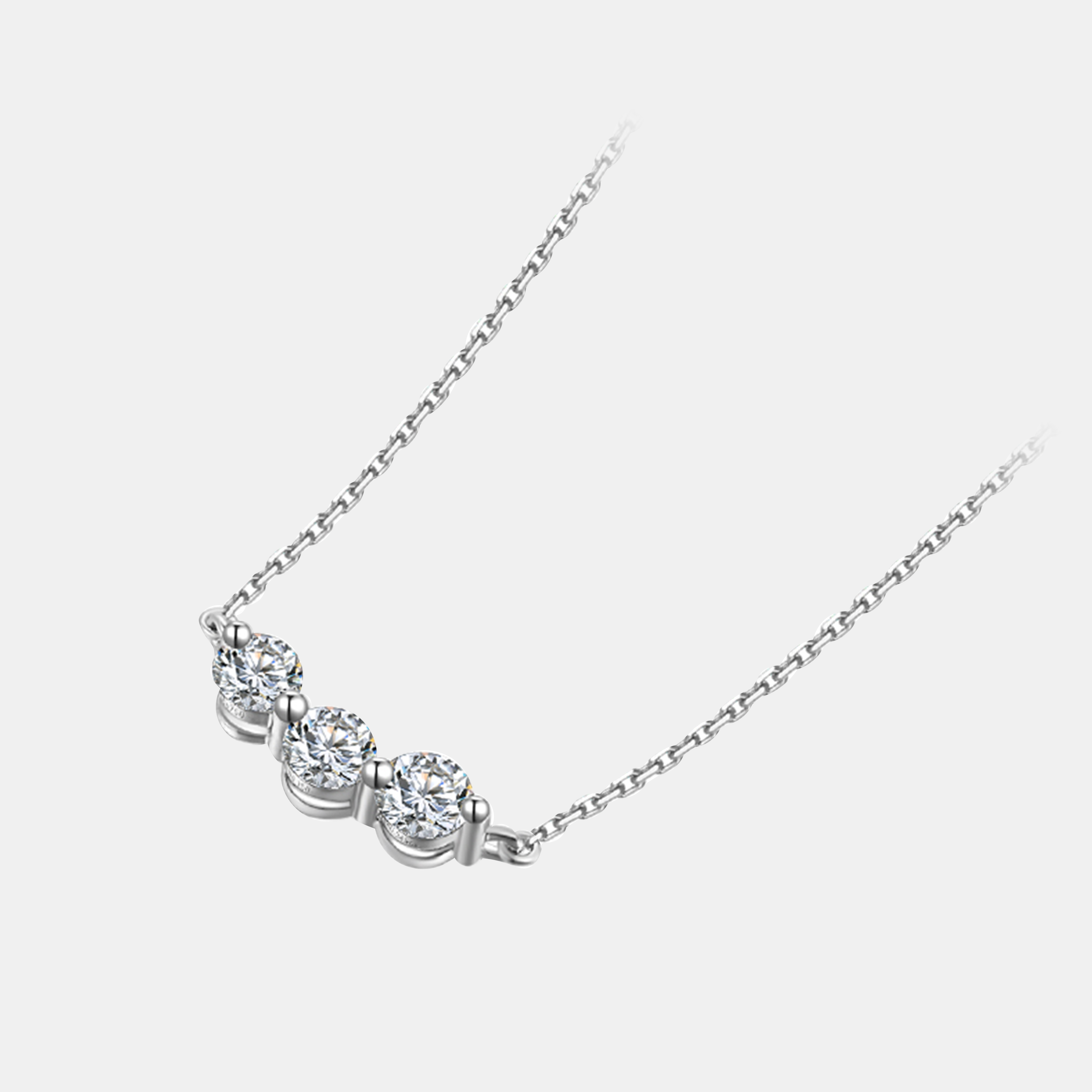 Three Lab Diamond Bezel Necklace