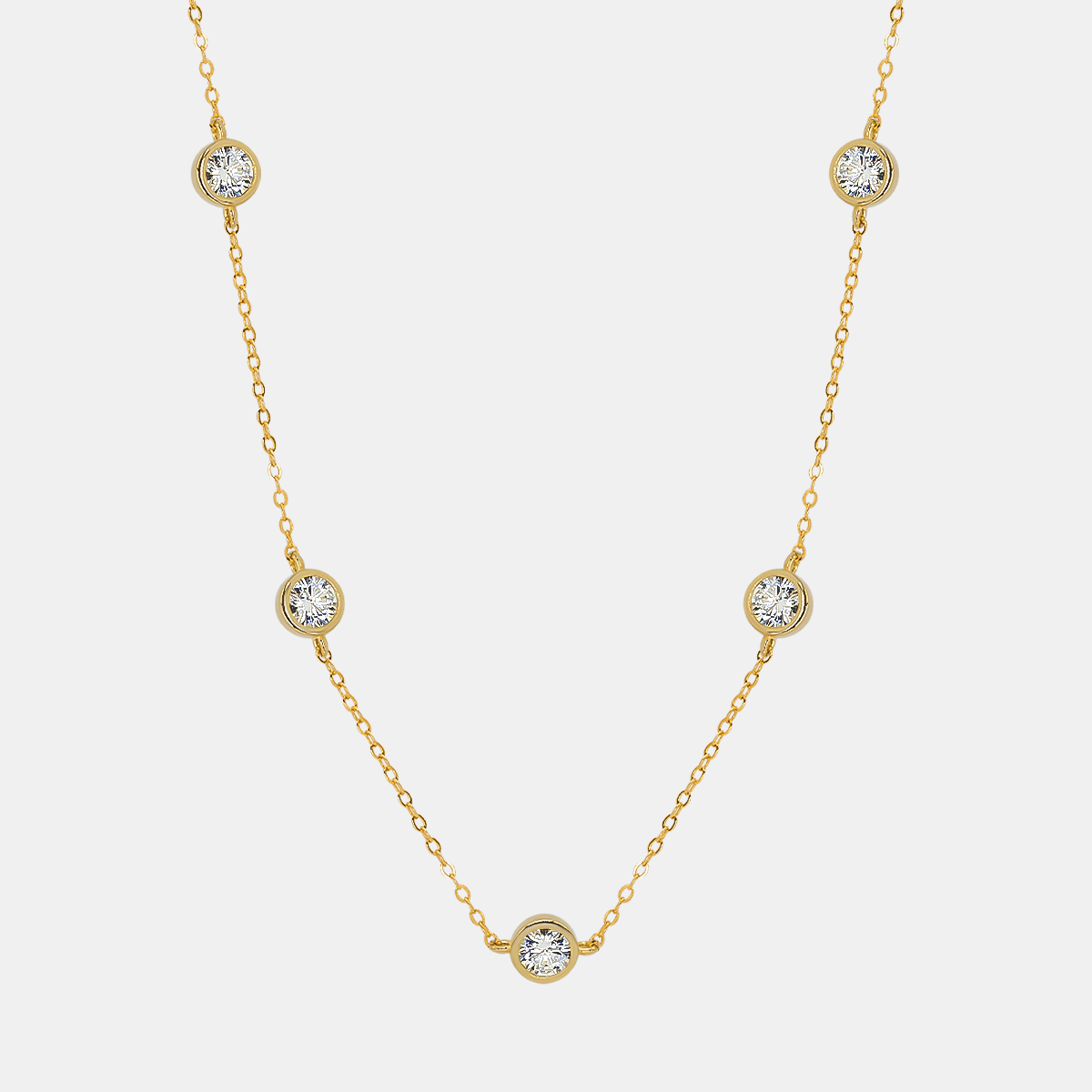 【#196】Round Moissanite Gold Vermeil Chain Necklace