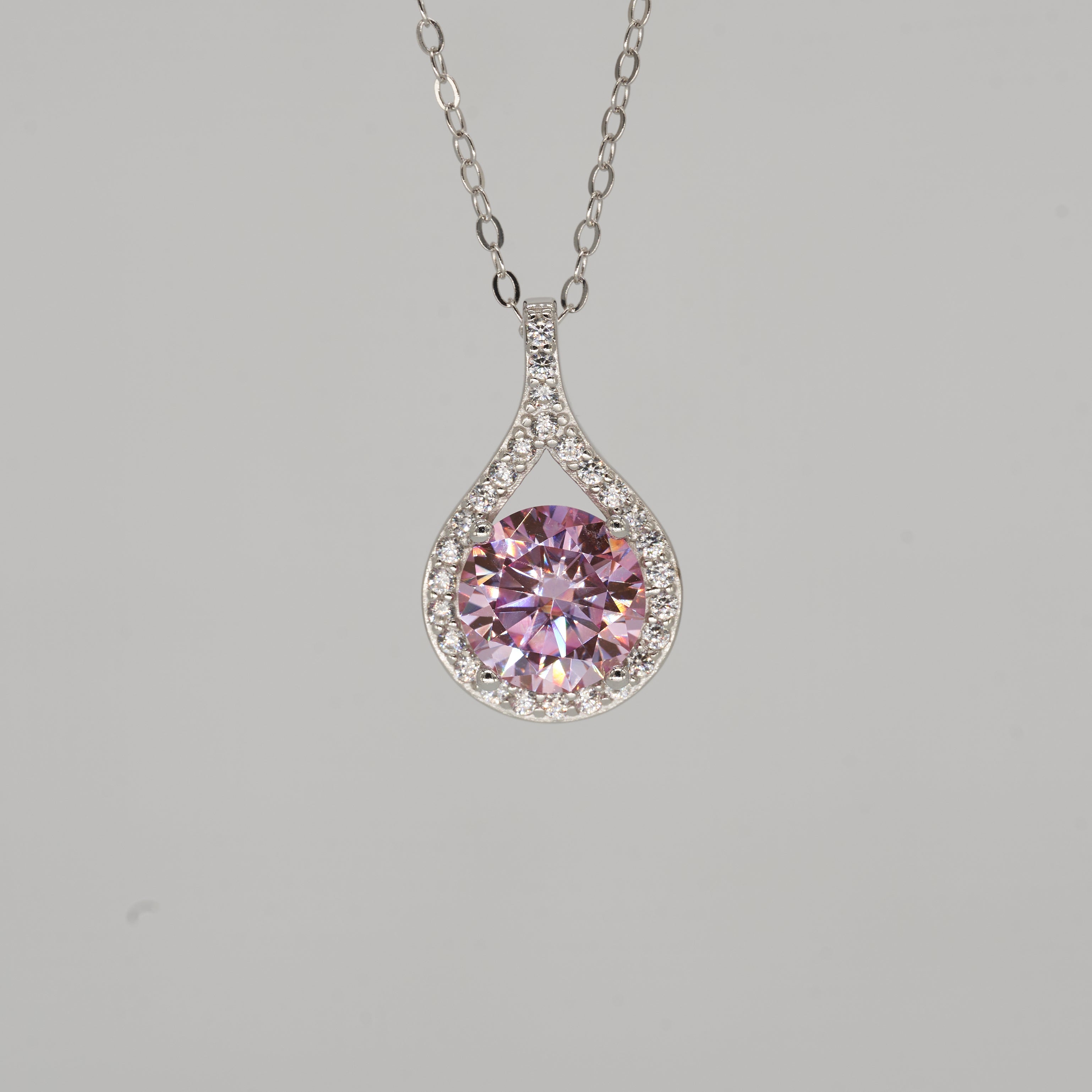 【#279】2CT 925 Sterling Silver Pink Moissanite Necklace