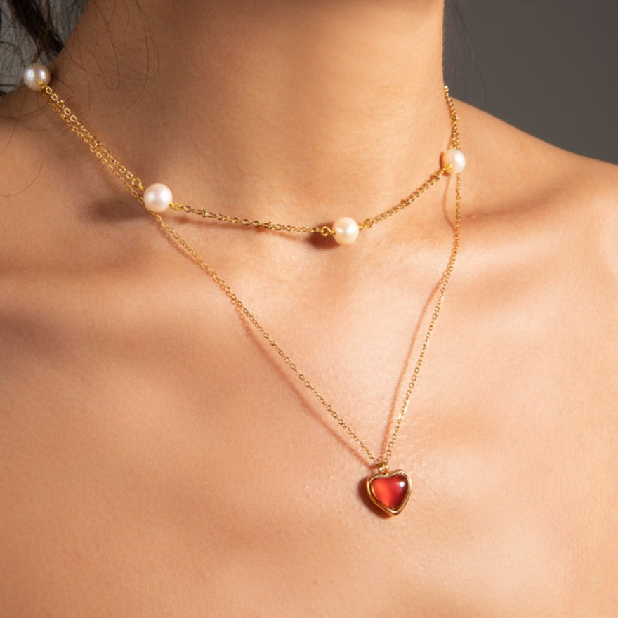 Carnelian Stone Heart Necklace