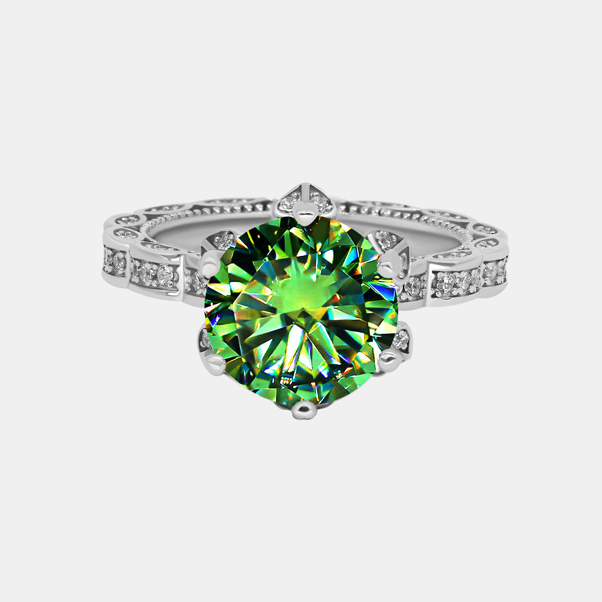 【408】"Deck the Hall" Bohemian Petal Set 5 Carat Moissanite Ring