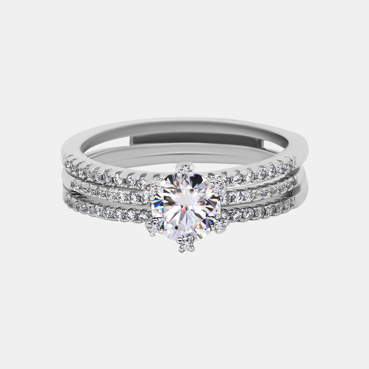 【410】"Winter Ball" Detachable Stacked Moissanite Ring