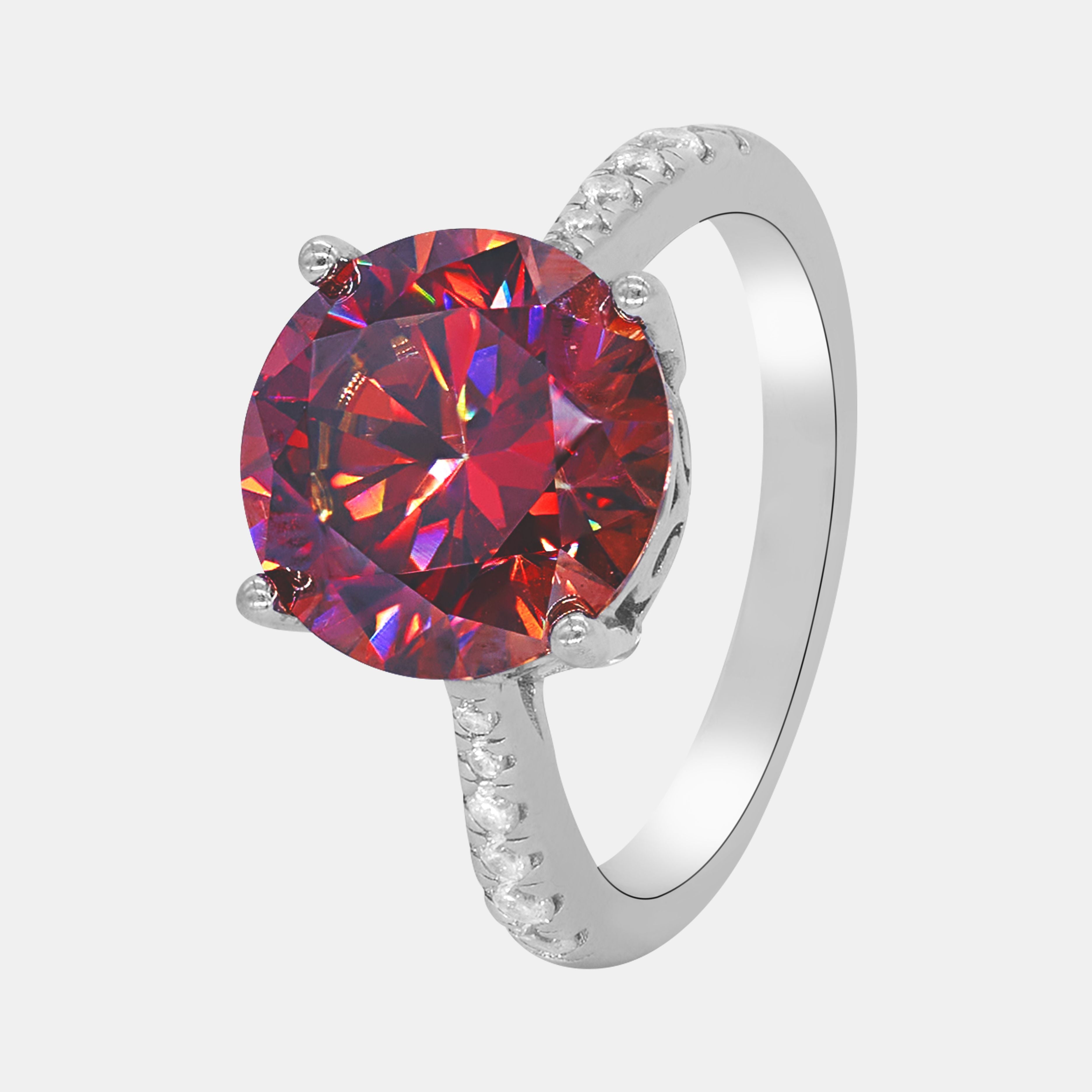 【#195】Grand Round Ruby Moissanite Ring